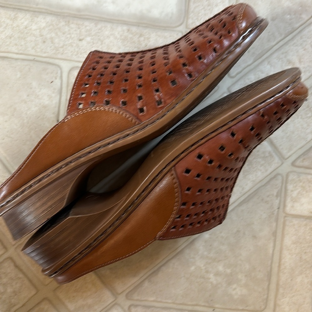 Vintage Rieker mocha brown woven leather clogs/slides 5.5 - Picture 4 of 8
